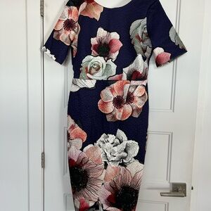 ASOS Navy Floral Midi Dress